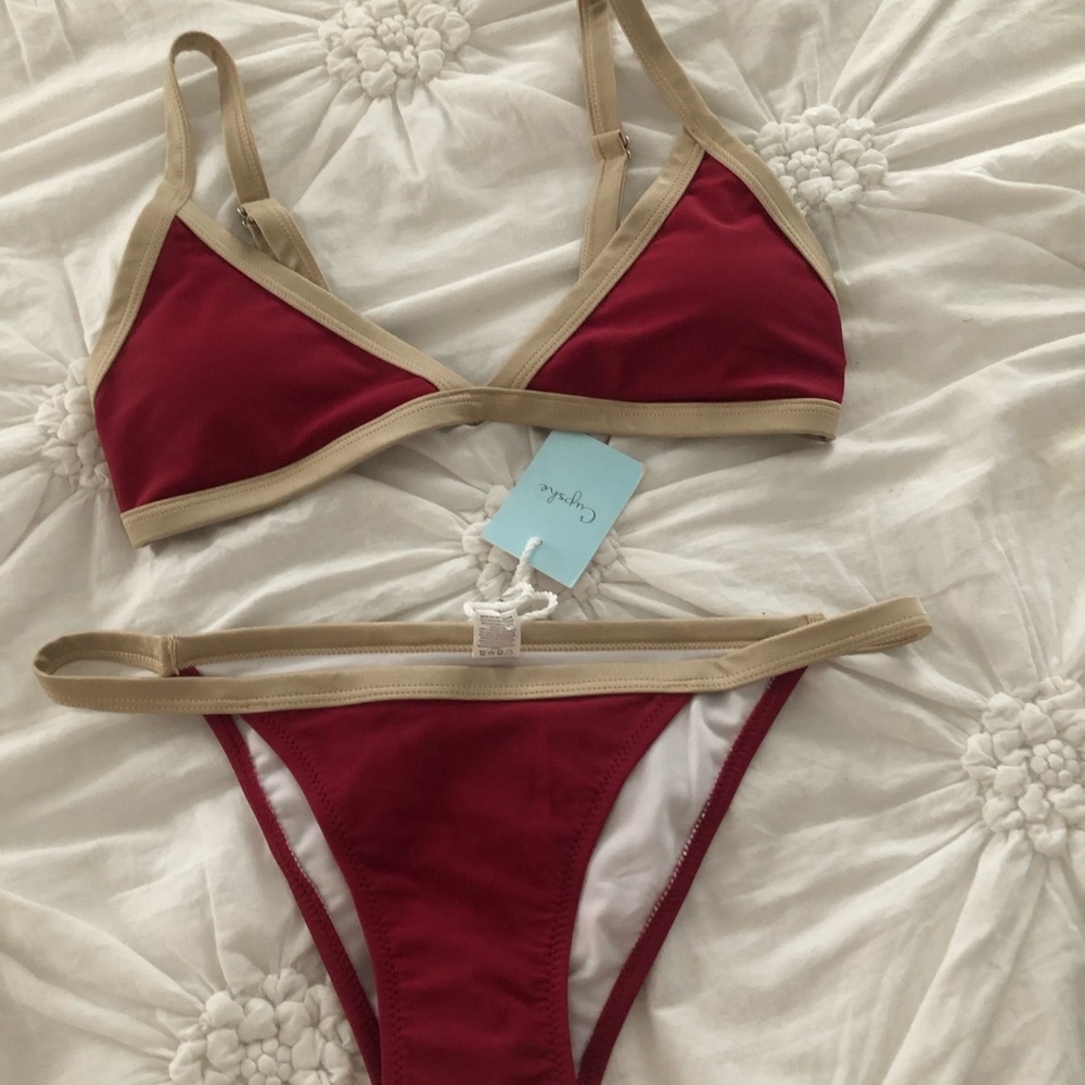 Brand New Red & Gold Triangle Bikini Swimsuit